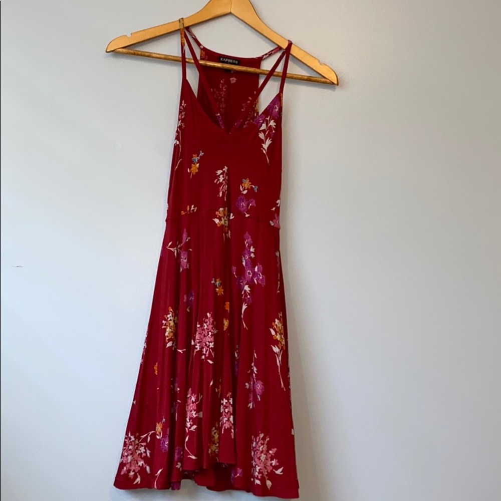 red floral dress